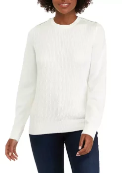 Best Pirce ⭐ Kim Rogers® 👩 Women's Long Sleeve Cable Knit Crew Neck Sweater 🔔 -Kim Rogers® Shop Belk 652