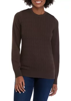 Best Pirce ⭐ Kim Rogers® 👩 Women's Long Sleeve Cable Knit Crew Neck Sweater 🔔 -Kim Rogers® Shop Belk 653