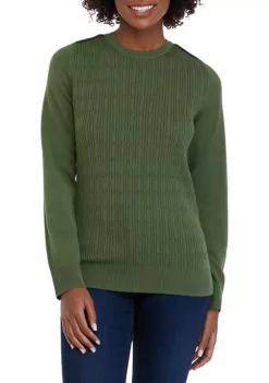 Best Pirce ⭐ Kim Rogers® 👩 Women's Long Sleeve Cable Knit Crew Neck Sweater 🔔 -Kim Rogers® Shop Belk 654