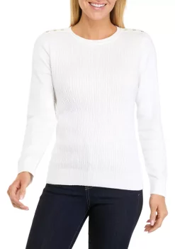 Best Pirce ⭐ Kim Rogers® 👩 Women's Long Sleeve Cable Knit Crew Neck Sweater 🔔 -Kim Rogers® Shop Belk 657