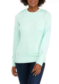 Best Pirce ⭐ Kim Rogers® 👩 Women's Long Sleeve Cable Knit Crew Neck Sweater 🔔 -Kim Rogers® Shop Belk 658