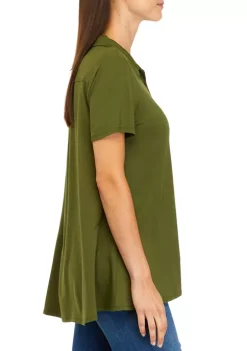 Buy 🌟 Kim Rogers® 👩 Women's Short Sleeve Button Front Tunic 🌟 -Kim Rogers® Shop Belk 661