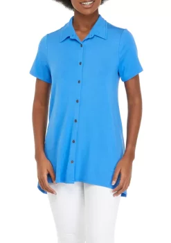 Buy 🌟 Kim Rogers® 👩 Women's Short Sleeve Button Front Tunic 🌟 -Kim Rogers® Shop Belk 663