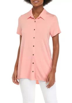 Buy 🌟 Kim Rogers® 👩 Women's Short Sleeve Button Front Tunic 🌟 -Kim Rogers® Shop Belk 664