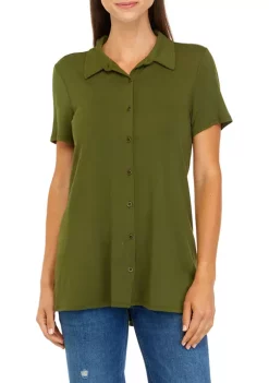 Buy 🌟 Kim Rogers® 👩 Women's Short Sleeve Button Front Tunic 🌟 -Kim Rogers® Shop Belk 666