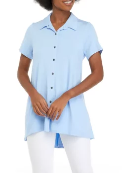 Buy 🌟 Kim Rogers® 👩 Women's Short Sleeve Button Front Tunic 🌟 -Kim Rogers® Shop Belk 667