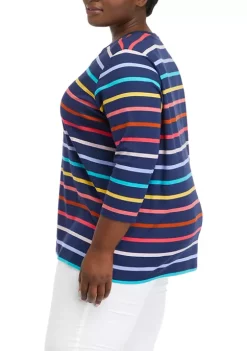 Wholesale ❤️ Kim Rogers® Plus Size 3/4 Sleeve Henley Top 💯 -Kim Rogers® Shop Belk 677