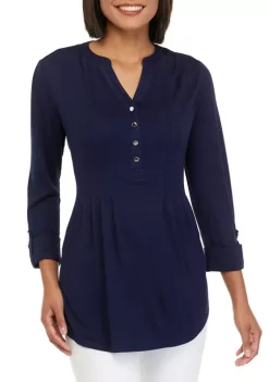 Buy ✔️ Kim Rogers® 👩 Women's Roll Tab Henley 👕 Shirt ❤️ -Kim Rogers® Shop Belk 699