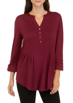 Buy ✔️ Kim Rogers® 👩 Women's Roll Tab Henley 👕 Shirt ❤️ -Kim Rogers® Shop Belk 700