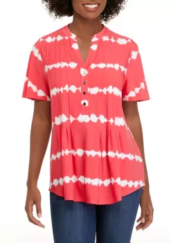 Discount 👍 Kim Rogers® 👩 Women's Flutter Sleeve Henley Top 🧨