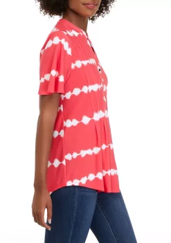 Discount 👍 Kim Rogers® 👩 Women's Flutter Sleeve Henley Top 🧨 -Kim Rogers® Shop Belk 726