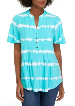 Discount 👍 Kim Rogers® 👩 Women's Flutter Sleeve Henley Top 🧨 -Kim Rogers® Shop Belk 727