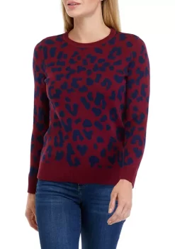 Deals 🎁 Kim Rogers® 👩 Women's Long Sleeve Crew Neck Jacquard Sweater 🥰 -Kim Rogers® Shop Belk 733
