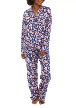 New ❤️ Kim Rogers® Long Sleeve Notch Pajama Set ⌛ -Kim Rogers® Shop Belk 738