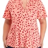 Wholesale 😍 Kim Rogers® Plus Size Short Sleeve Print Henley Top ⌛ -Kim Rogers® Shop Belk 742