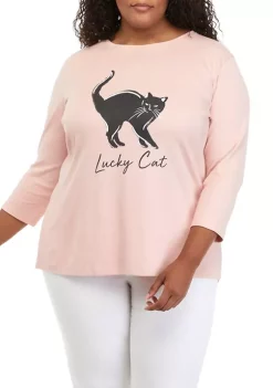Cheapest ✨ Kim Rogers® Plus Size 3/4 Sleeve Crew Neck Graphic T-Shirt 😀 -Kim Rogers® Shop Belk 782