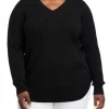 Flash Sale 🥰 Kim Rogers® Plus Size Long Sleeve Cable V-Neck Sweater ❤️ -Kim Rogers® Shop Belk 793