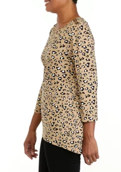 Deals 😉 Kim Rogers® 👩 Women's 3/4 Sleeve Printed T-Shirt 😍 -Kim Rogers® Shop Belk 838