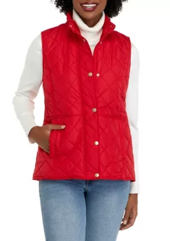 Hot Sale 🧨 Kim Rogers® 👩 Women's Solid Quilted Vest 🌟 -Kim Rogers® Shop Belk 849