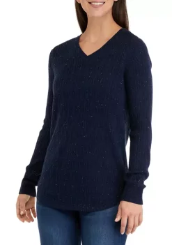 Best reviews of 💯 Kim Rogers® 👩 Women's Long Sleeve Cable V-Neck Sweater 🎁 -Kim Rogers® Shop Belk 858