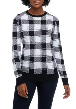 Hot Sale 👏 Kim Rogers® 👩 Women's Long Sleeve Crew Neck Jacquard Sweater ❤️