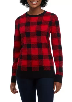 Hot Sale 👏 Kim Rogers® 👩 Women's Long Sleeve Crew Neck Jacquard Sweater ❤️ -Kim Rogers® Shop Belk 870