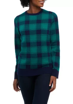 Hot Sale 👏 Kim Rogers® 👩 Women's Long Sleeve Crew Neck Jacquard Sweater ❤️ -Kim Rogers® Shop Belk 871