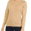Best Pirce 🔔 Kim Rogers® 👩 Women's Long Sleeve Cable Knit Crew Neck Sweater 🥰