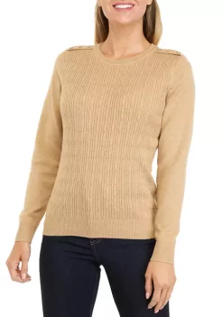Best Pirce 🔔 Kim Rogers® 👩 Women's Long Sleeve Cable Knit Crew Neck Sweater 🥰