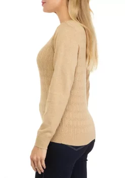 Best Pirce 🔔 Kim Rogers® 👩 Women's Long Sleeve Cable Knit Crew Neck Sweater 🥰 -Kim Rogers® Shop Belk 874
