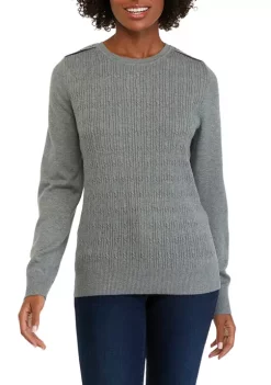 Best Pirce 🔔 Kim Rogers® 👩 Women's Long Sleeve Cable Knit Crew Neck Sweater 🥰 -Kim Rogers® Shop Belk 875