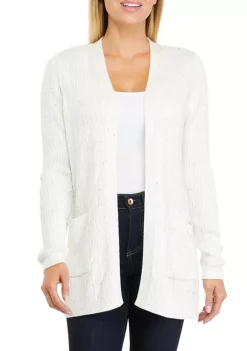 Best Sale ❤️ Kim Rogers® Petite Long Sleeve Cable Knit Cardigan 👍