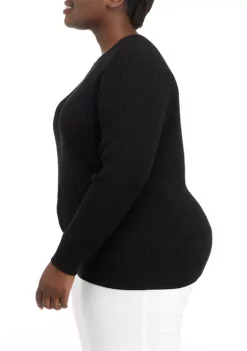 Deals 🌟 Kim Rogers® Plus Size Long Sleeve Cable Crew Neck Sweater 👍 -Kim Rogers® Shop Belk 884