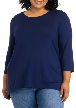 Buy 🎁 Kim Rogers® Plus Size Tunic Top with Button Shoulders ⌛