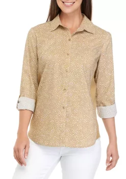 Promo 👍 Kim Rogers® 👩 Women's Roll Tab Knit to Fit 👕 Shirt 😀 -Kim Rogers® Shop Belk 923