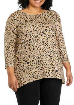 Outlet 🔥 Kim Rogers® Plus Size Tunic Top with Button Shoulders ❤️