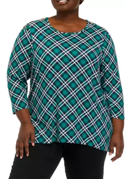 Outlet 🔥 Kim Rogers® Plus Size Tunic Top with Button Shoulders ❤️ -Kim Rogers® Shop Belk 949