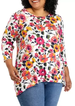 Outlet 🔥 Kim Rogers® Plus Size Tunic Top with Button Shoulders ❤️ -Kim Rogers® Shop Belk 950
