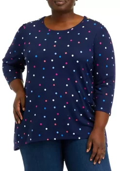 Outlet 🔥 Kim Rogers® Plus Size Tunic Top with Button Shoulders ❤️ -Kim Rogers® Shop Belk 953