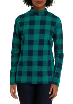 Buy 🎁 Kim Rogers® 👩 Women's Long Sleeve Mock Neck Plaid Top ⭐ -Kim Rogers® Shop Belk 974