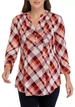 Hot Sale 😀 Kim Rogers® 👩 Women's 3/4 Sleeve Henley 👕 Shirt ⭐