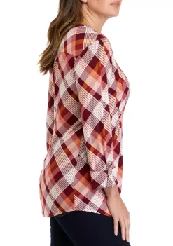 Hot Sale 😀 Kim Rogers® 👩 Women's 3/4 Sleeve Henley 👕 Shirt ⭐ -Kim Rogers® Shop Belk 991